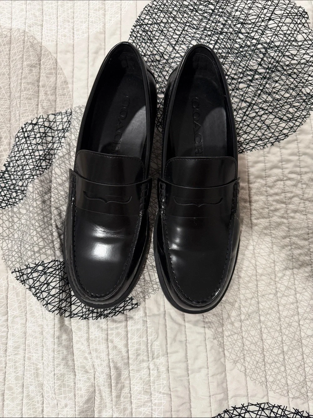 Coach Men's Black Leather Penny Loafers